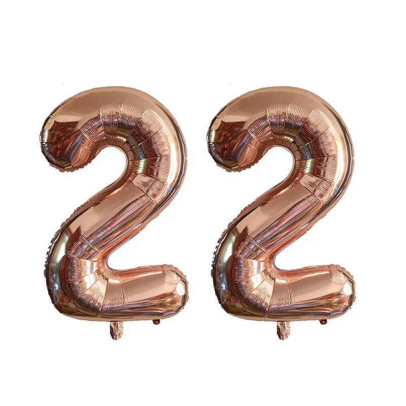 2pcs 32inch Rose Gold Balloon Number Banner 18 25 30 40 50 60 Birthday Party Decoration Kids Adult Anniversary Digit Foil Ballon