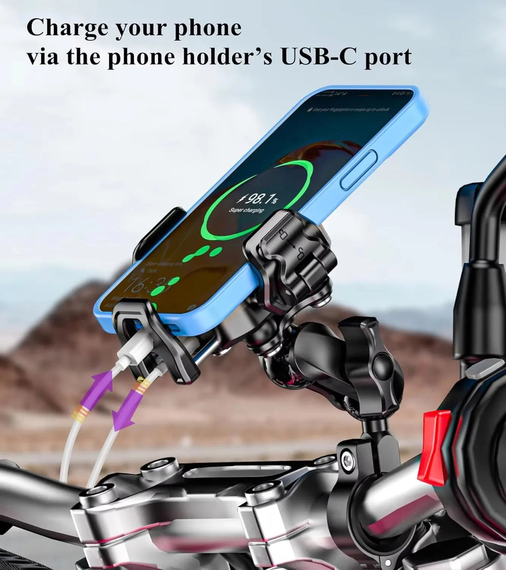 Upgraded Motorcycle Phone Holder 15W Wireless Charger QC3.0 USB Fast Charging Moto Handlebar Bracket GPS Shockproof Stand