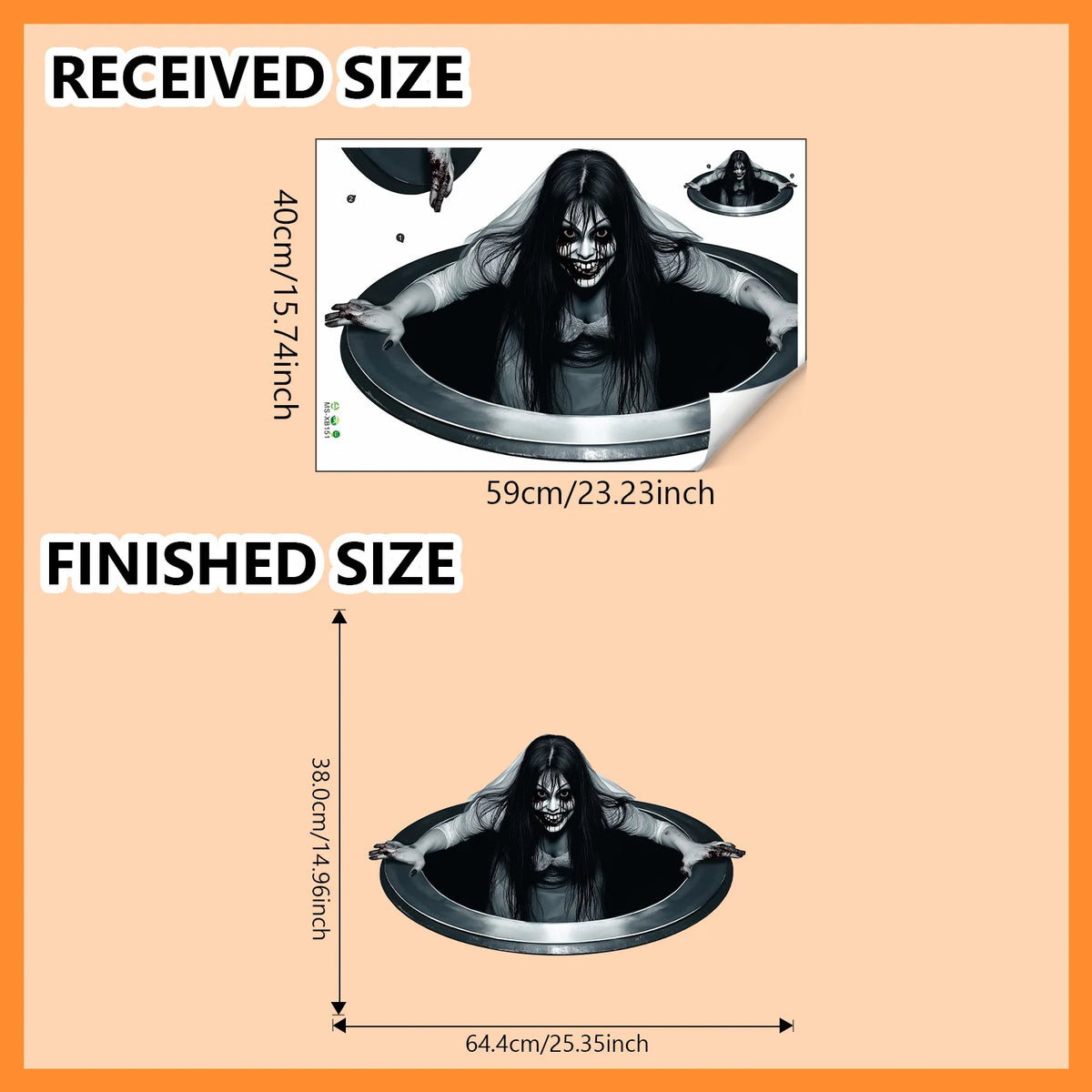Halloween Wall Floor Stickers Horror Scary Terror Long Hair Ghost Girl Window Sticker Bedroom Living Room Party Home Decor Props