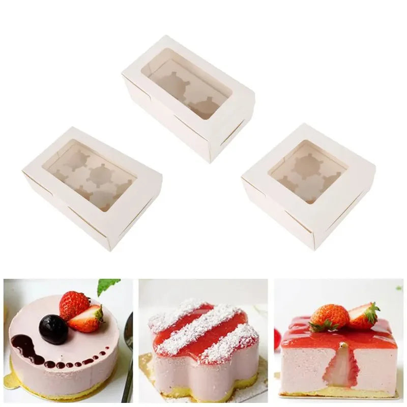 Clear Window Cupcake Boxes with Inserts Cake Holder Carrier for Holiday Parties Baking Supplies and Special Events