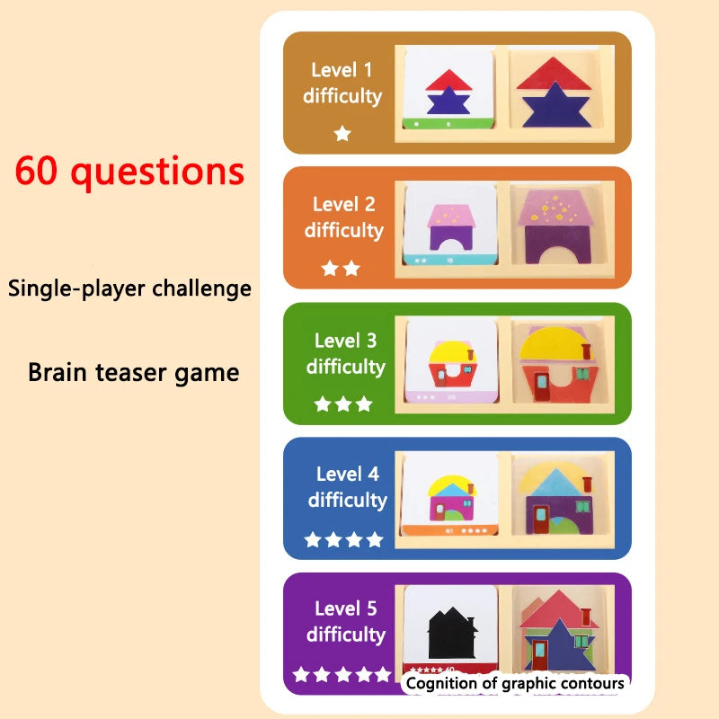 House Design Logic Game Montessori Toys Creative Geometric Shape Spatial Imagination Intellectual Thinking Puzzle Games Kids Toy