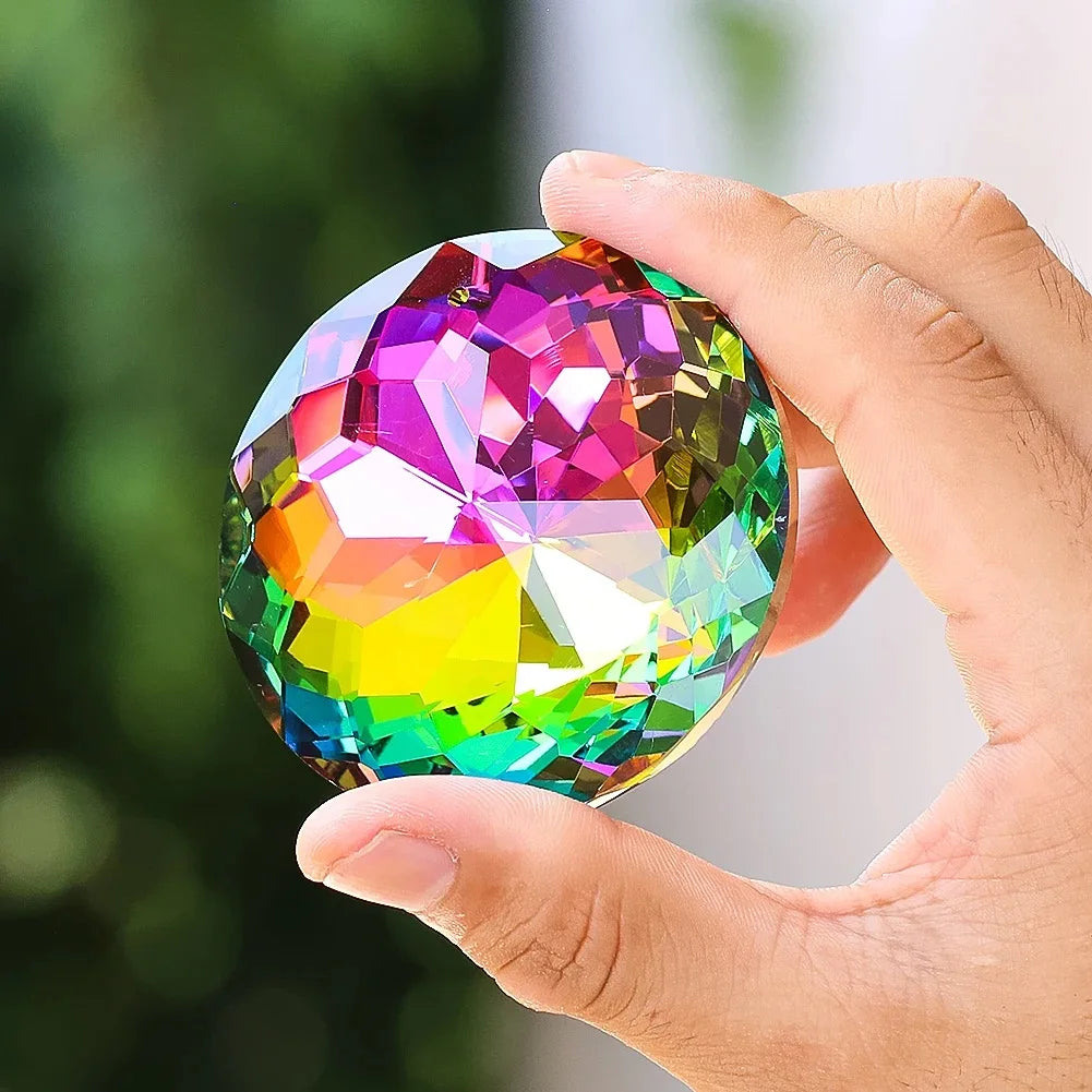 Crystal Decoration Sun Flower 45/60/63mm Rainbow Aurora Crystal Prism Chandelier Room Decoration Hanging Ornament Home Decor