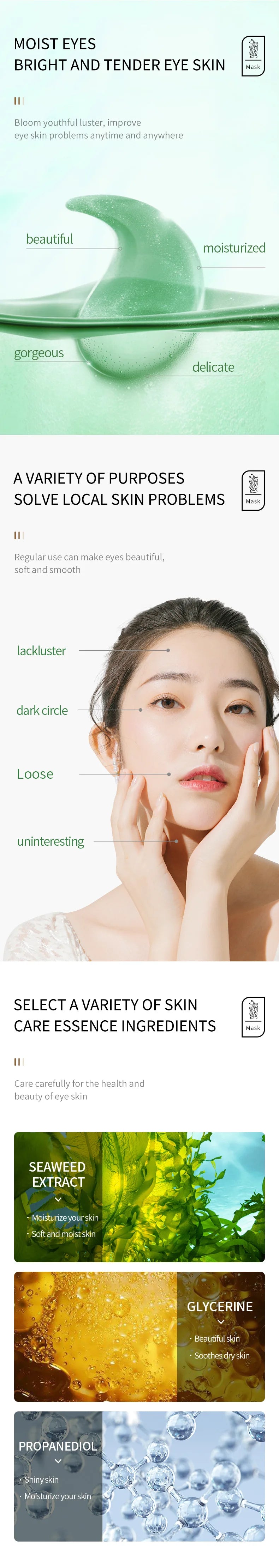 10 Pairs SADOER Crystal Collagen Eye Mask Anti Wrinkle Dark Circles Removal Eyes Bags Moisturizing Eye Patches Skin Care
