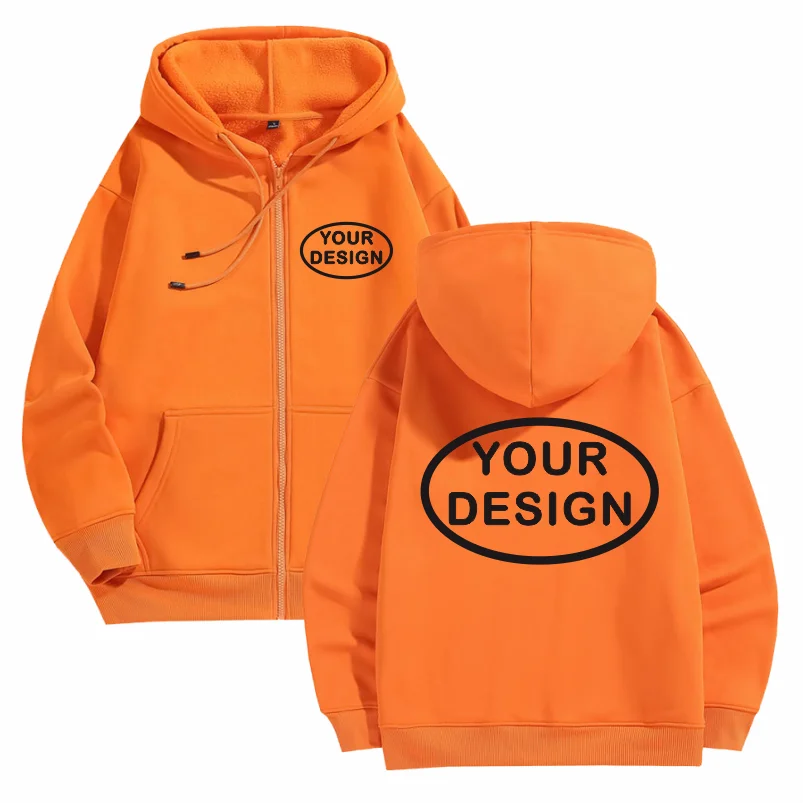 Customize Your Logo Zipper Sweatshirt For Men And Women Loose Casual Fashionable Long Sleeved Sportswear Personalized Embroidery
