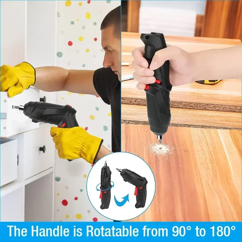 Portable Electric Screwdriver Cordless 2 in 1 Rotated 90