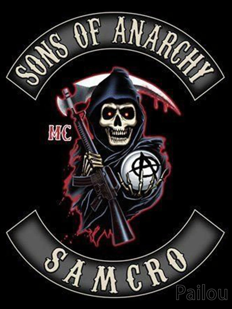 Son Of Anarchy 5D DIY Diamond Painting Full Round Drill Mosaic Death Skull Motorcycle Cross Stitch Handwork Home Decor