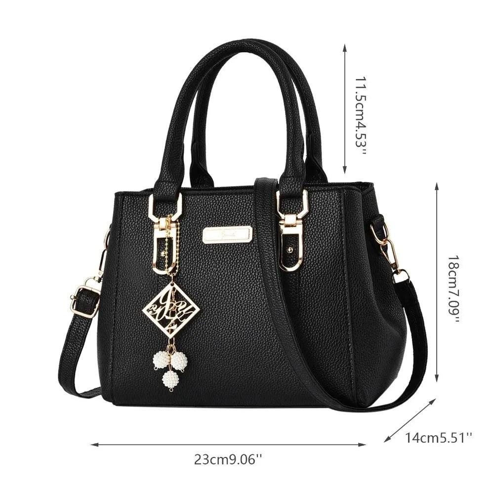 Trendy Leather Handbags Large Capacity Open Pocket Shoulder Bag