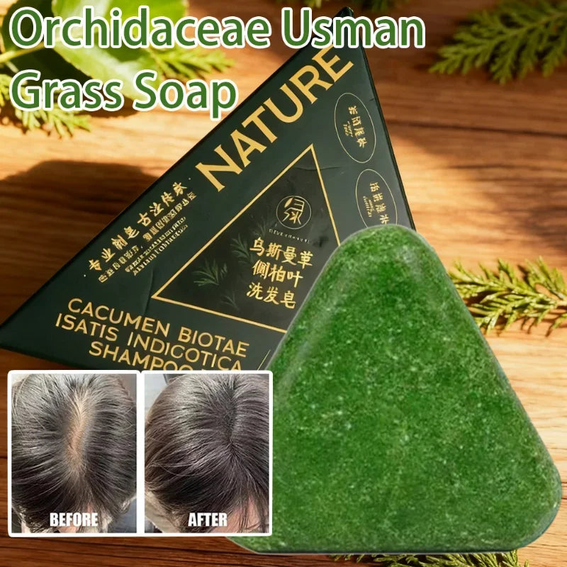 120g Seven Green Platycladi Usman Grass Handmade Shampoo Soap