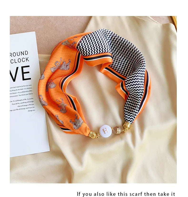 Imitation Silk Scarf Magnetic Buckle Necklace Pendant Wearing Spring and Autumn Cervical Protection for Women