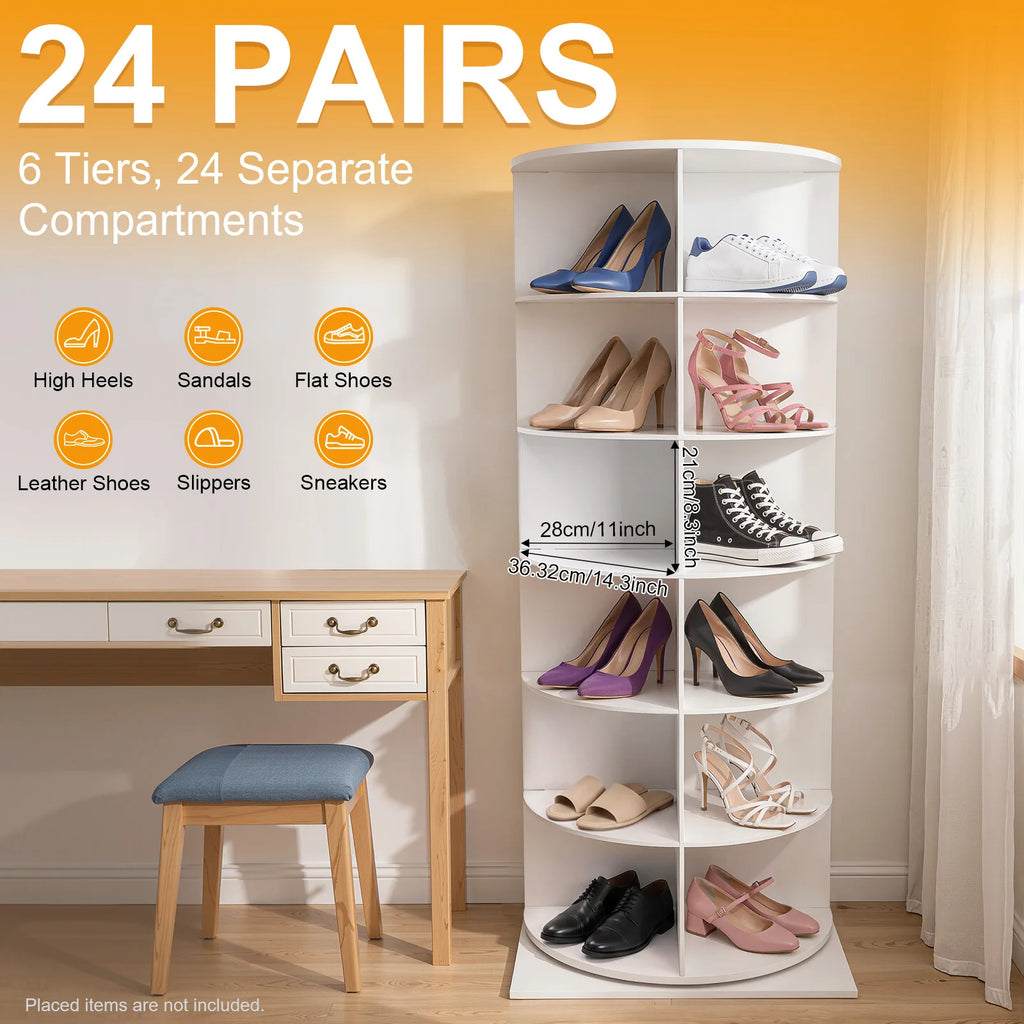 6-Tier 360-Degree Rotating Shoe Rack