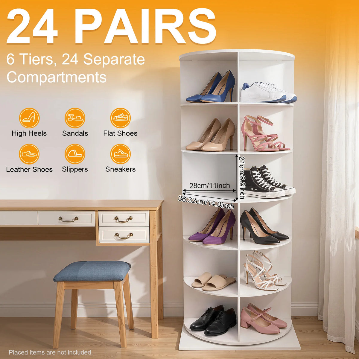 6-Tier 360-Degree Rotating Shoe Rack