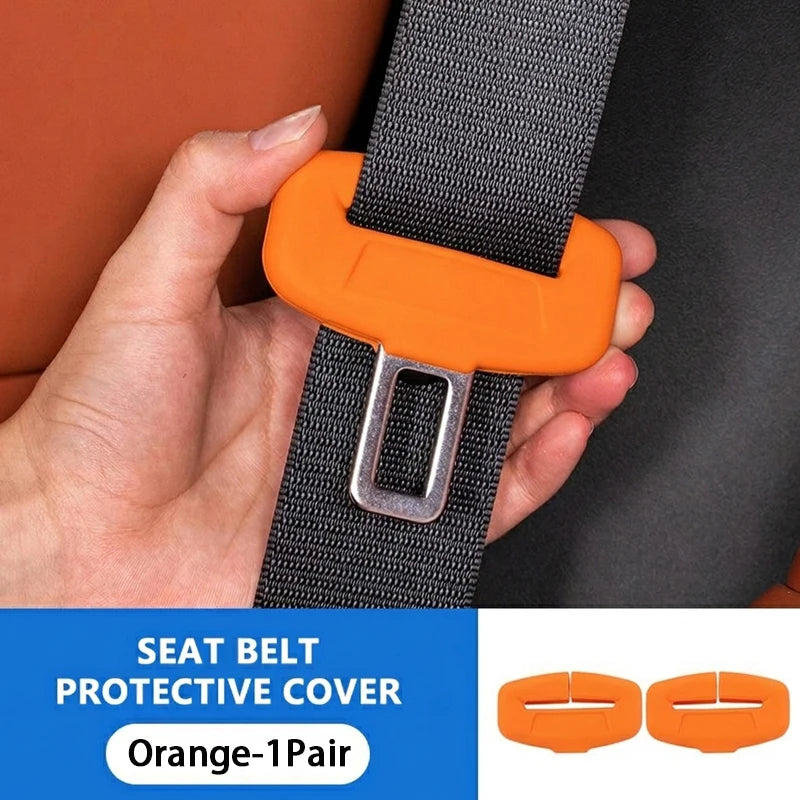 BLALION 2Pcs Seat Belt Buckle Cover Anti-Scratch Rubber Car