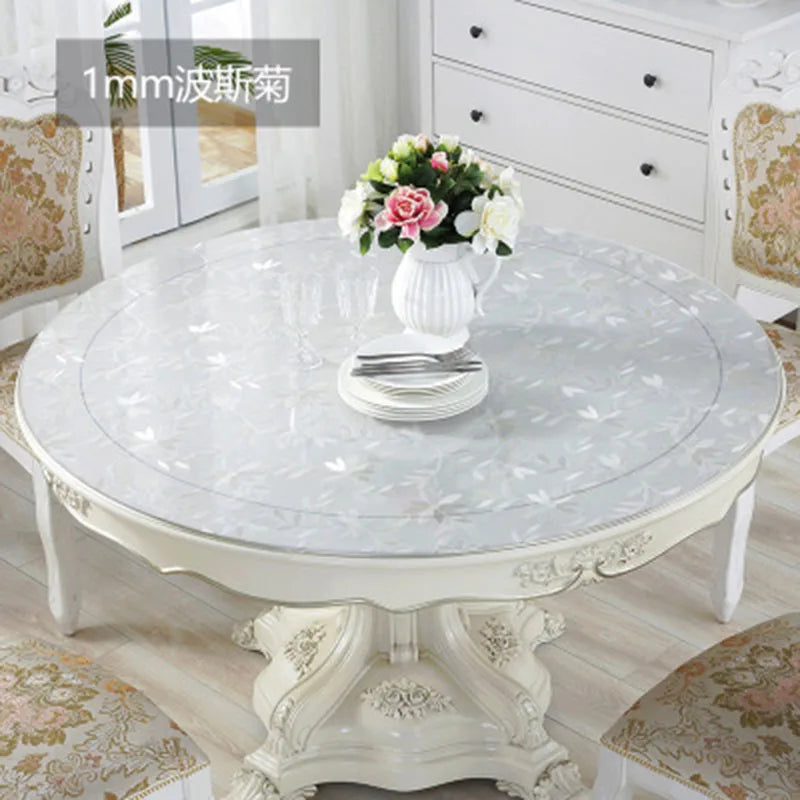 1pcs thickness 1.0mm Soft glass PVC plastic tablecloth  transparent tablecloth waterproof kitchen pattern oil soft cloth