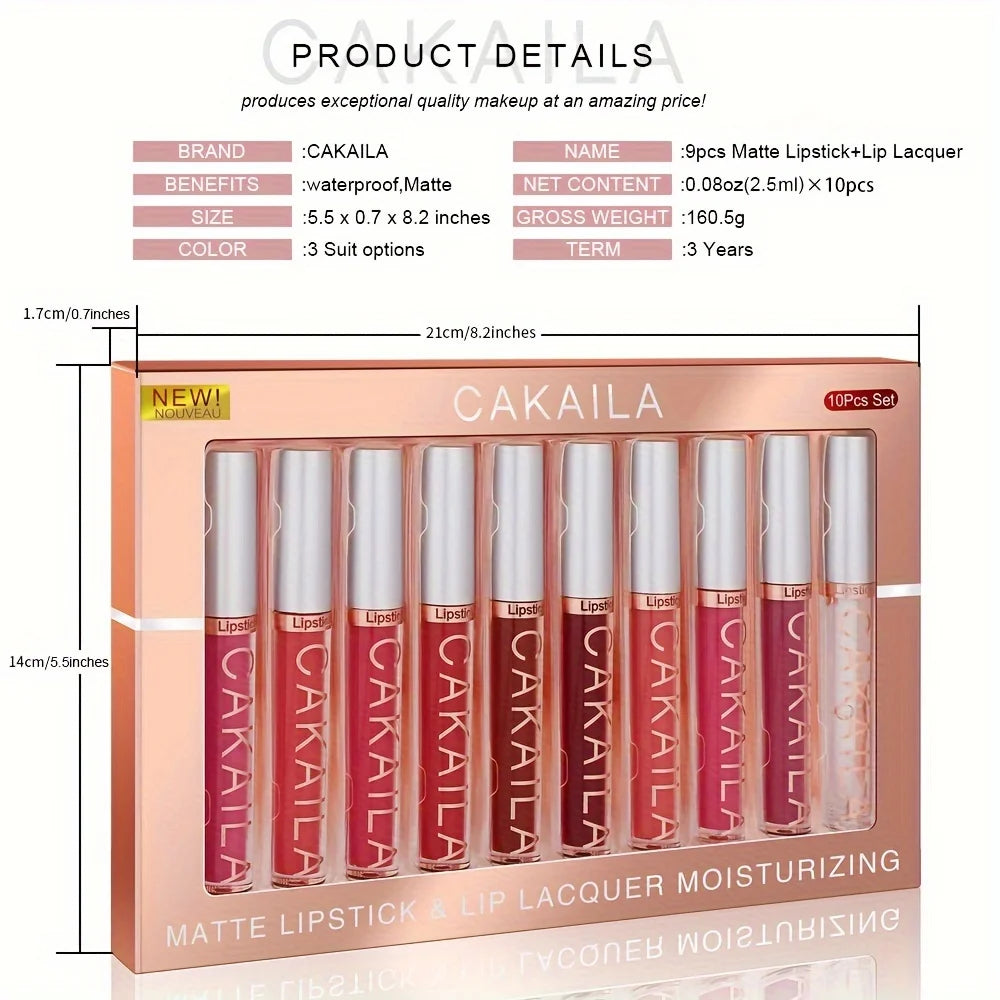 Matte Lipstick Lip Gloss Sets Long-Lasting Non-Fading Waterproof Non-stick