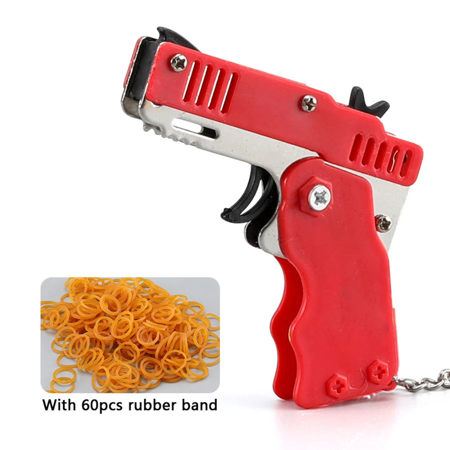 Metal Burst Rubber Band Toy - Mini Folding Launcher