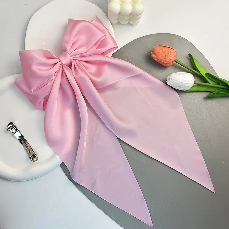 30 Solid Elegant Satin Bow Hairpin Women Girls Spring Hair Clips Headwear Ponytail Hairclips Barrettes Girls Hair Accessories