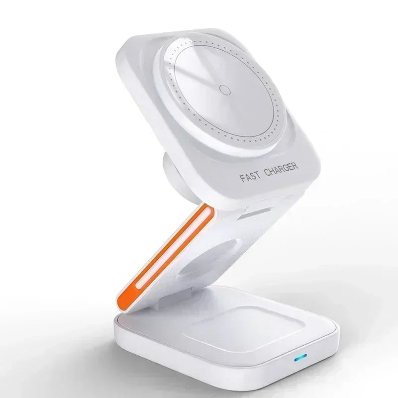 3 in 1 Foldable Magnetic Wireless Charger Stand 100W Fast Charging Station for iPhone 16 15 14 13 12 iWatch 10-2 Airpods Pro Max