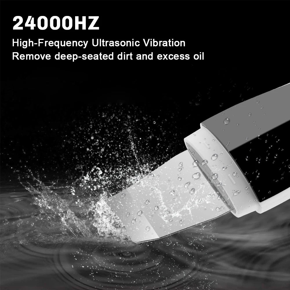 Ultrasonic Skin Scrubber Red Blue Light Deep Face Cleaning Peeling Blackhead Remover Facial Shovel Cleanser Lifting Skin Care