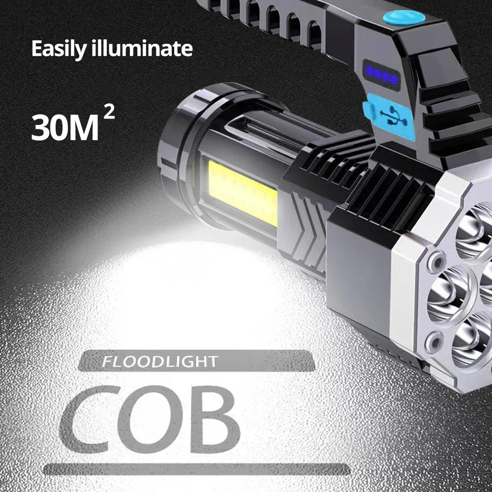 High Power Rechargeable Led Flashlights 7LED Camping Torch With