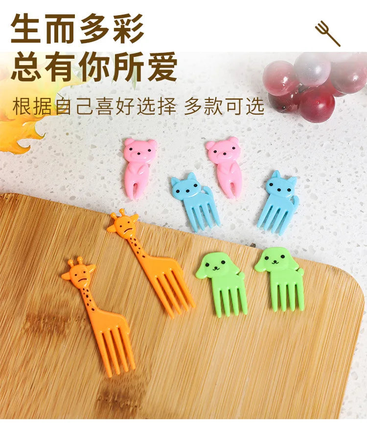 40PCS Fruit Fork Cartoon Kids Cake Fruit Toothpick Mini Animal Fork Food Grade Plastic Bento Lunch Bento Accessories Party Decor
