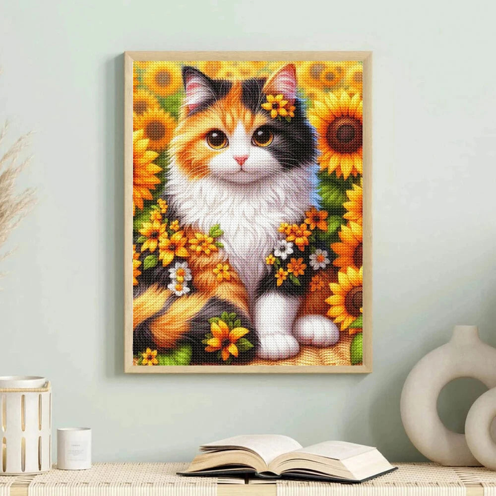 5D Diamond Mosaic Cat Animal New Product Full Square/Round Diamond Painting Sunflower Embroidery DIY Handmade Gift