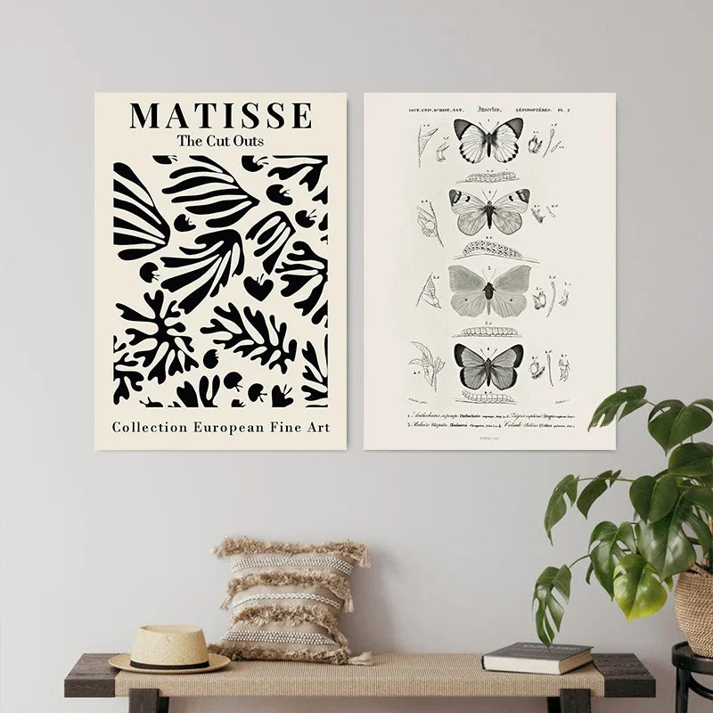 Vintage Black Butterfly Flowers Posters Abstract Matisse Wall Art Canvas Painting Nordic Interior Living Room Picture Home Decor