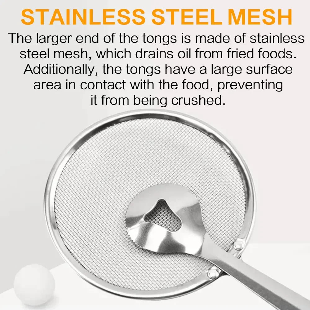 Stainless Steel Fine Mesh Strainer Spoon with Clip Multifunctional Kitchen Colander Skimmer for Frying Oil Filtering Salad Barbecue Serving Heat Resistant Cooking Gadget Home Dining Bar Supplies Everyday Use Gift