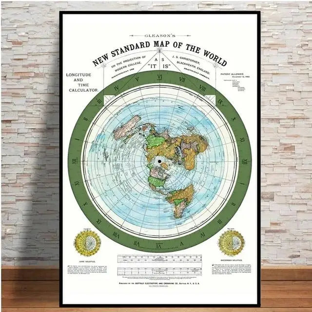 Flat Earth Map Movie World Map Modern Poster Prints Canvas Painting Wall Art Pictures for Living Room Home Decor