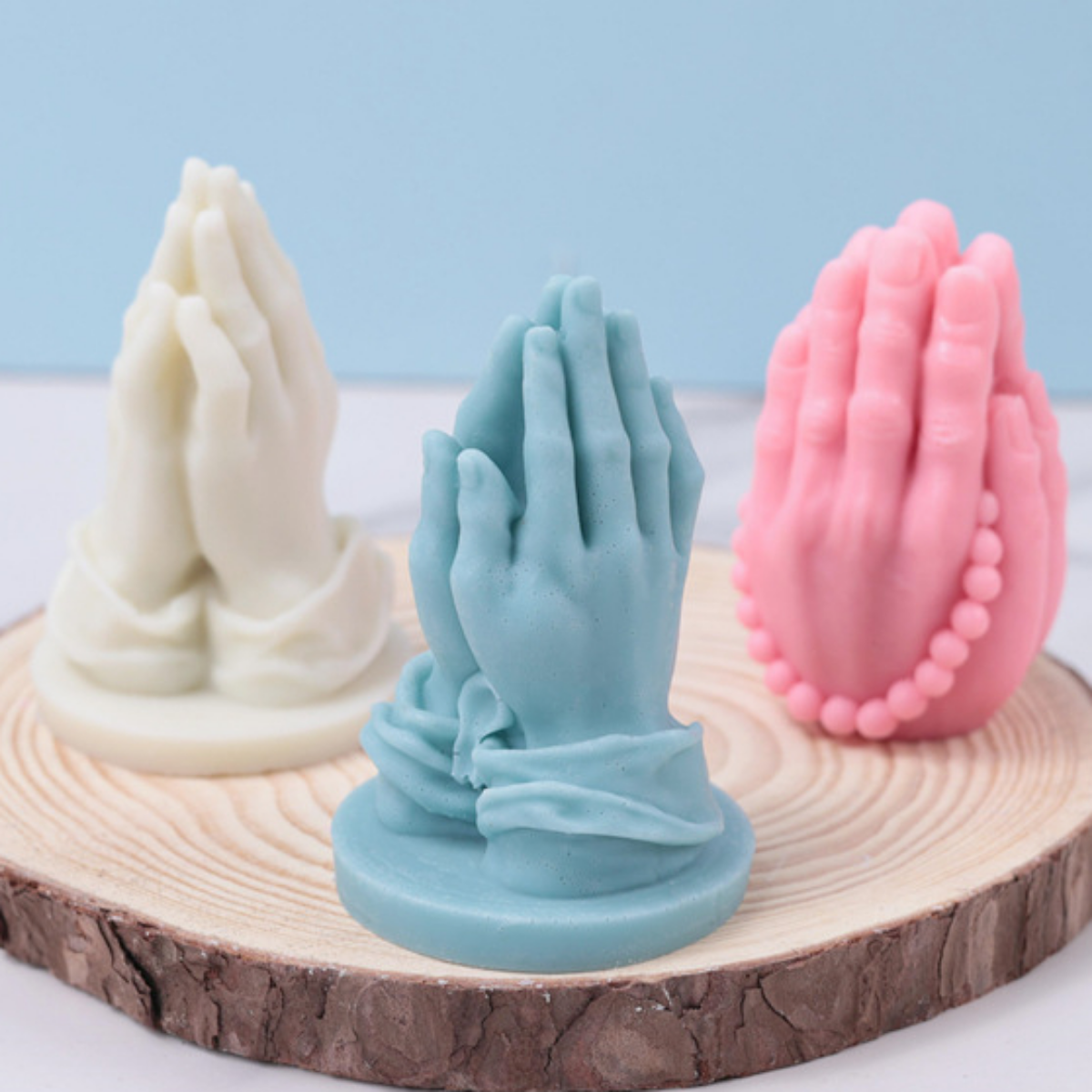 Folded Prayer Gesture Silicone Candle Mold Buddha Beads Hand Plaster Soap Resin Mould DIY Chocolate Cake Making Home Decor Gift