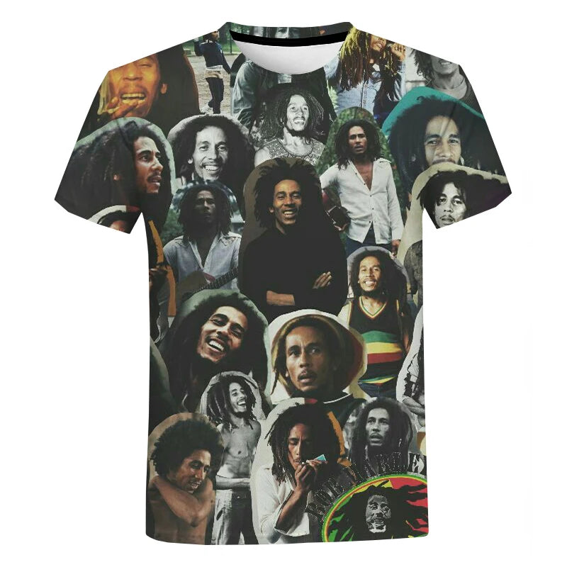 Popular Hip Hop Singer Bob Marley 3d Printed T-shirt Unisex Popular Harajuku Sweatshirt Music Rock Streetwear Plus Size Tops