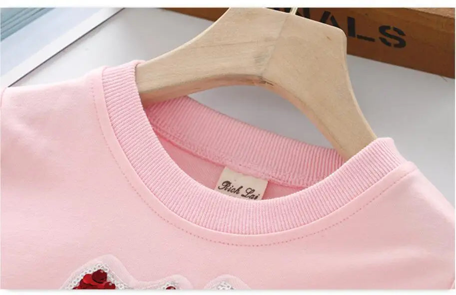 Cute Cat Baby Girls Hoody Sweatshirt Toddler Kids Cotton Sequins Cartoon Sweater Children Spring Autumn Clothes Tops