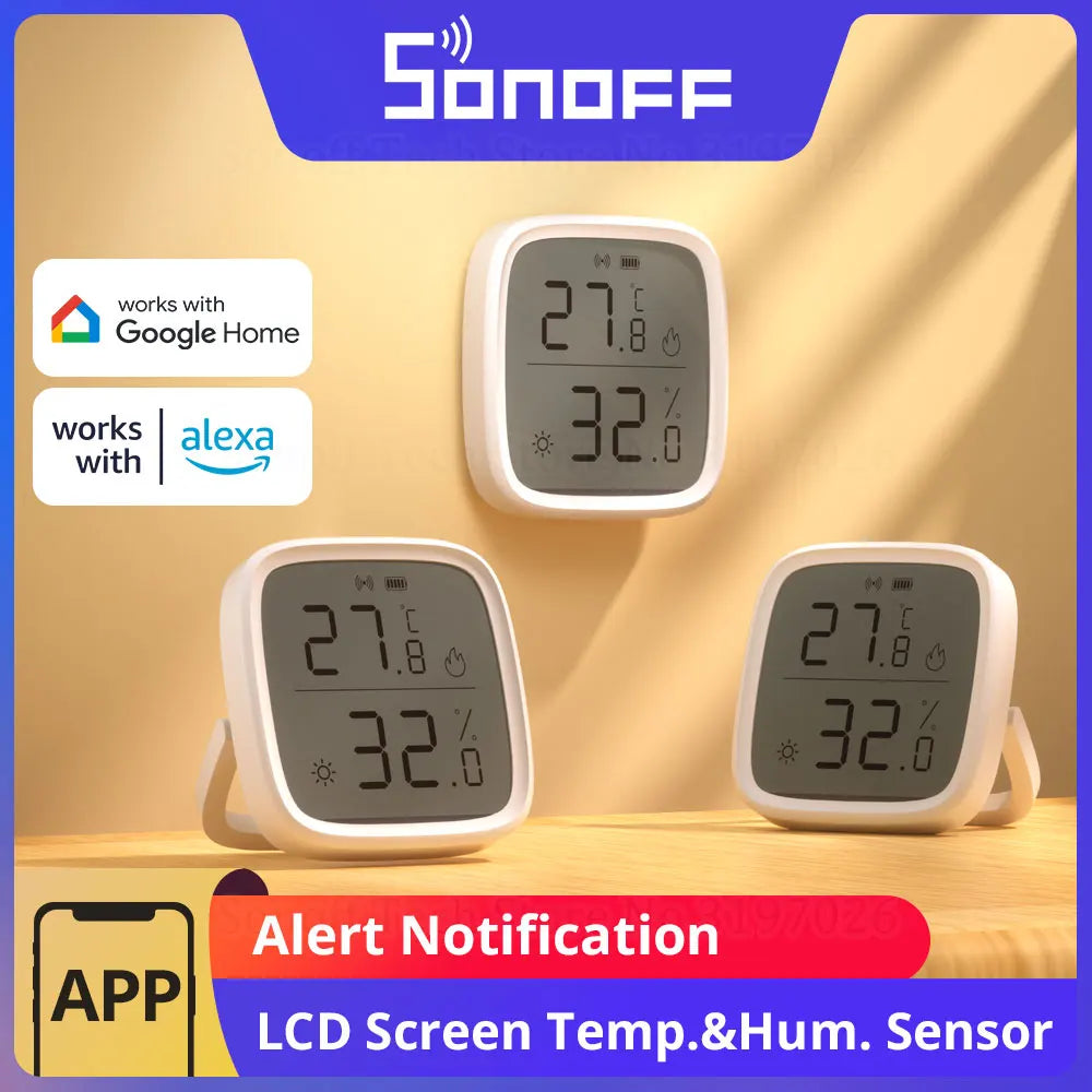 1-4PCS SONOFF SNZB-02D Zigbee LCD Digital Thermometer Smart Temperature