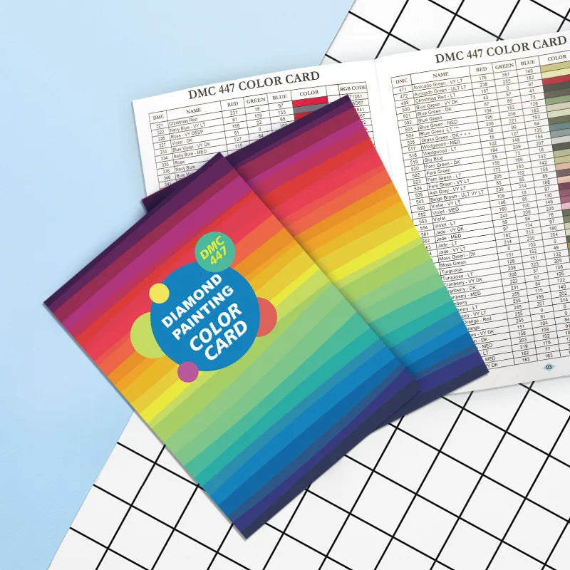 5D Diamond Painting Tools Series 447 DMC Diamond Color Card Book, Rhinestone Color Identification Card HD Printing DIY Handcraft