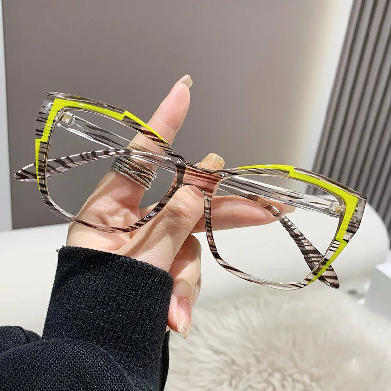 2024 Anti-blue Light Women Cat Eye Eyewear Luxury Metal Frame Oversized Optical Spectacle Eyeglasses Female Vintage Glasses