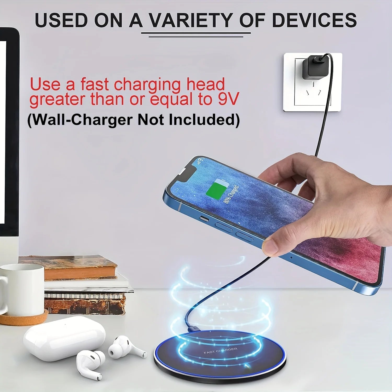 30W Wireless Charger Stand Pad Mobile Phone Fast Charging Station for iPhone17 16 15 14 13 Pro XR 8 XS Max Samsung Note Xiaomi
