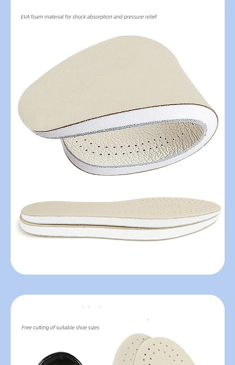 Orthopedic Insoles O-leg Double-sided Leather Shoe Insoles Men Women Cowhide Breathable Shock-absorbing And Pressure-relieving