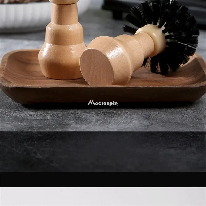 Portafilter Cleaning Brush Barista Espresso Coffee Tamper Cleaning Brush 51mm 54mm 58mm Tool with Wooden Handle Barista