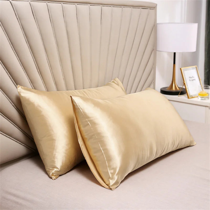 2PCS Pillowcase 100% Silk Pillow Cover Silky Satin Hair Beauty Pillow case Comfortable Pillow Case Home Decor wholesale 51*76CM