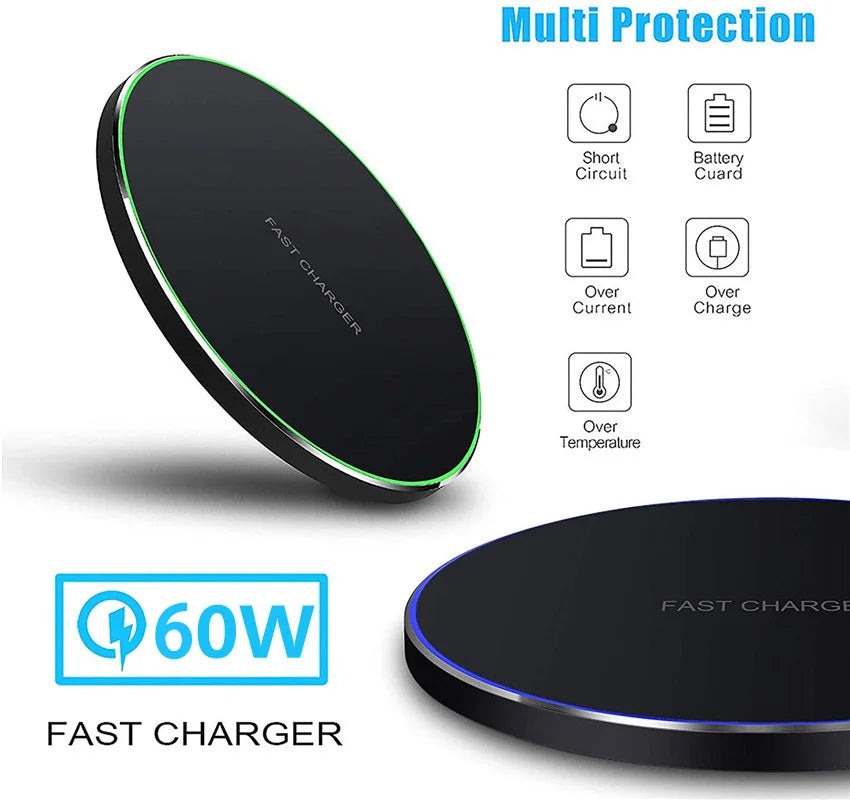 Wireless Charger Pad For iPhone 17 16 15 14 13 12 11 X Pro Max XR 8 Samsung Xiaomi Huawei LG Phone Fast Charging Docking Station