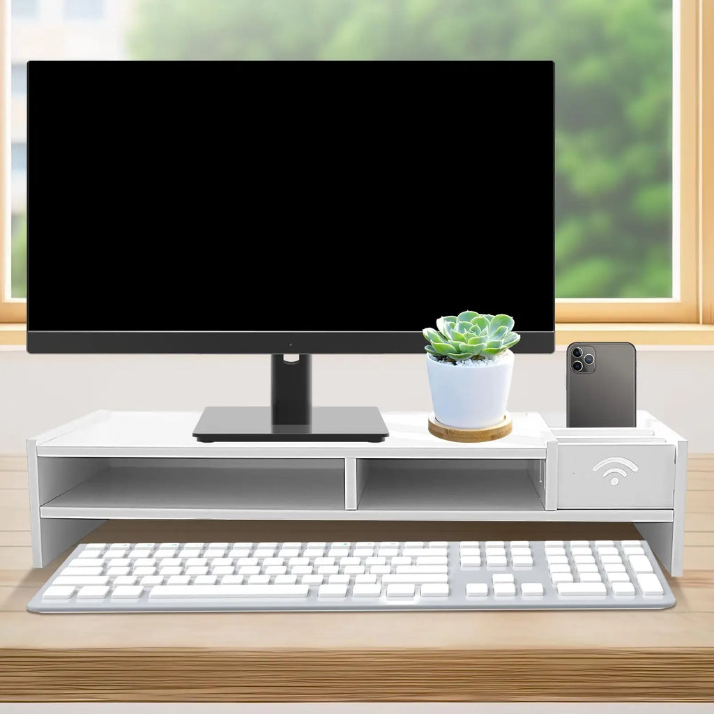 3-Tier Desk Organizer Shelf Desk Riser Height Adjustable Computer Stand Desk Shelf Riser Computer Shelf Storage Rack Stand Riser
