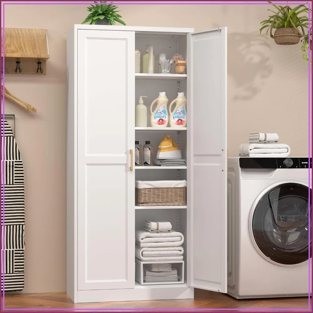 71" Tall Metal Kitchen Pantry Cabinet with Doors