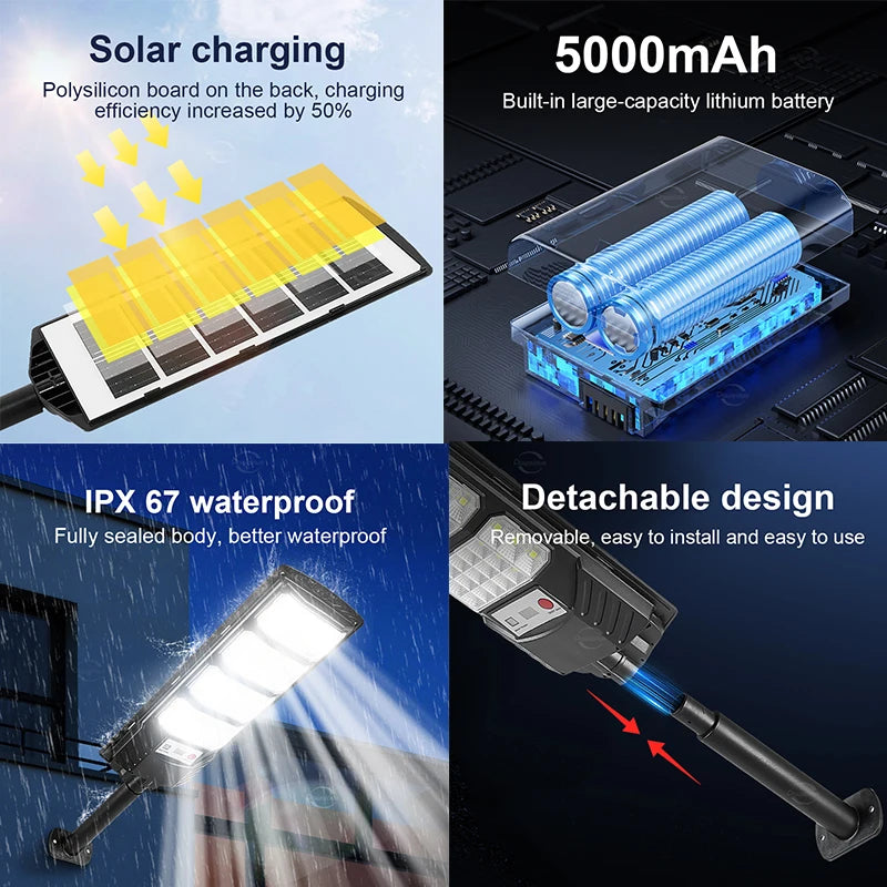 98000000LM 10000W LED Solar Outdoor Lamp Sunlight Motion Sensor