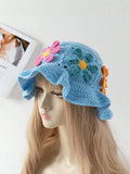 Women's Fashionable Y2K Handmade Crochet 3D Sunflower Bucket Hat