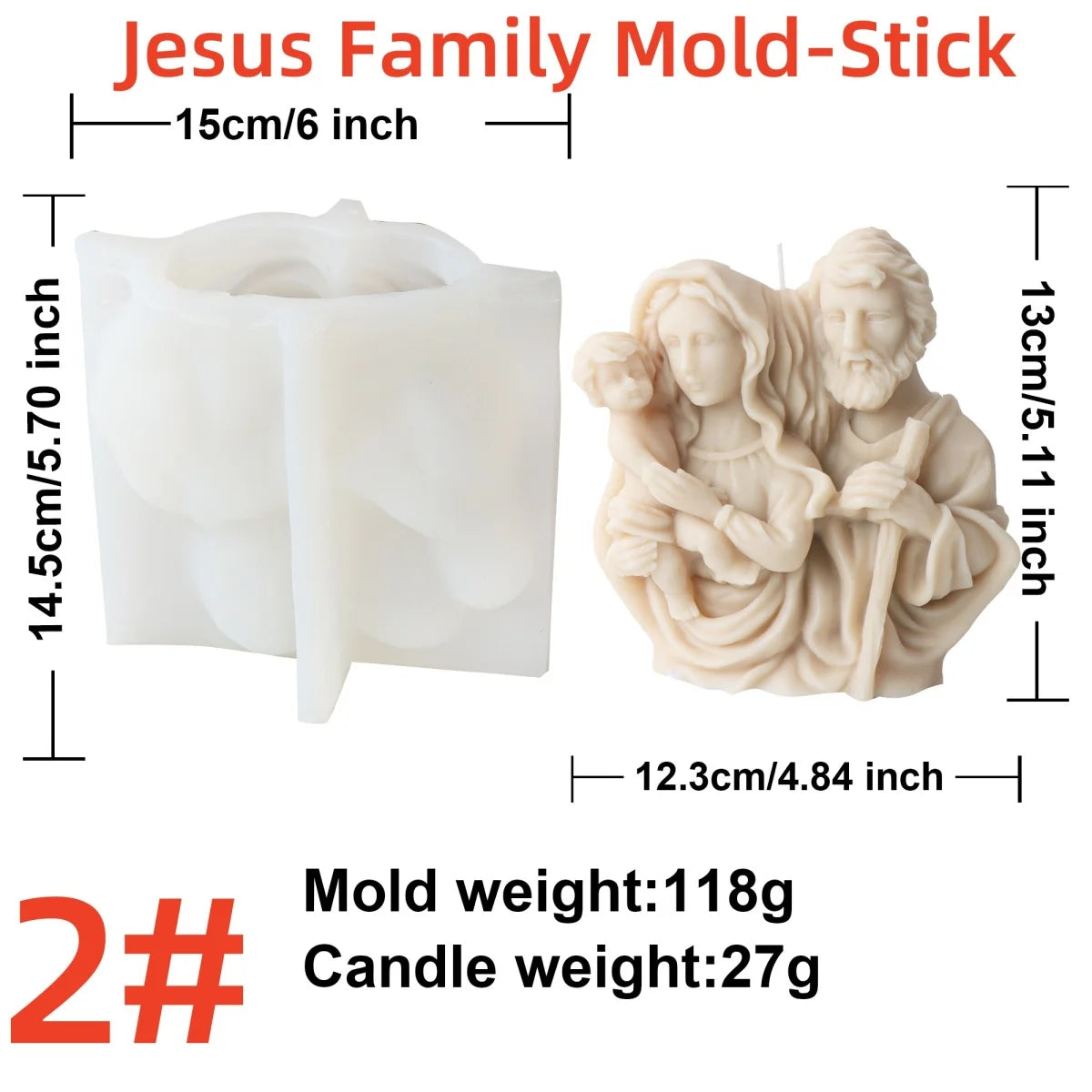 3D Holy Family Statue Silicone Mold Jesus Virgin Mary Baby Family with Three People Candle Resin DIY Tool Religion Home Decor