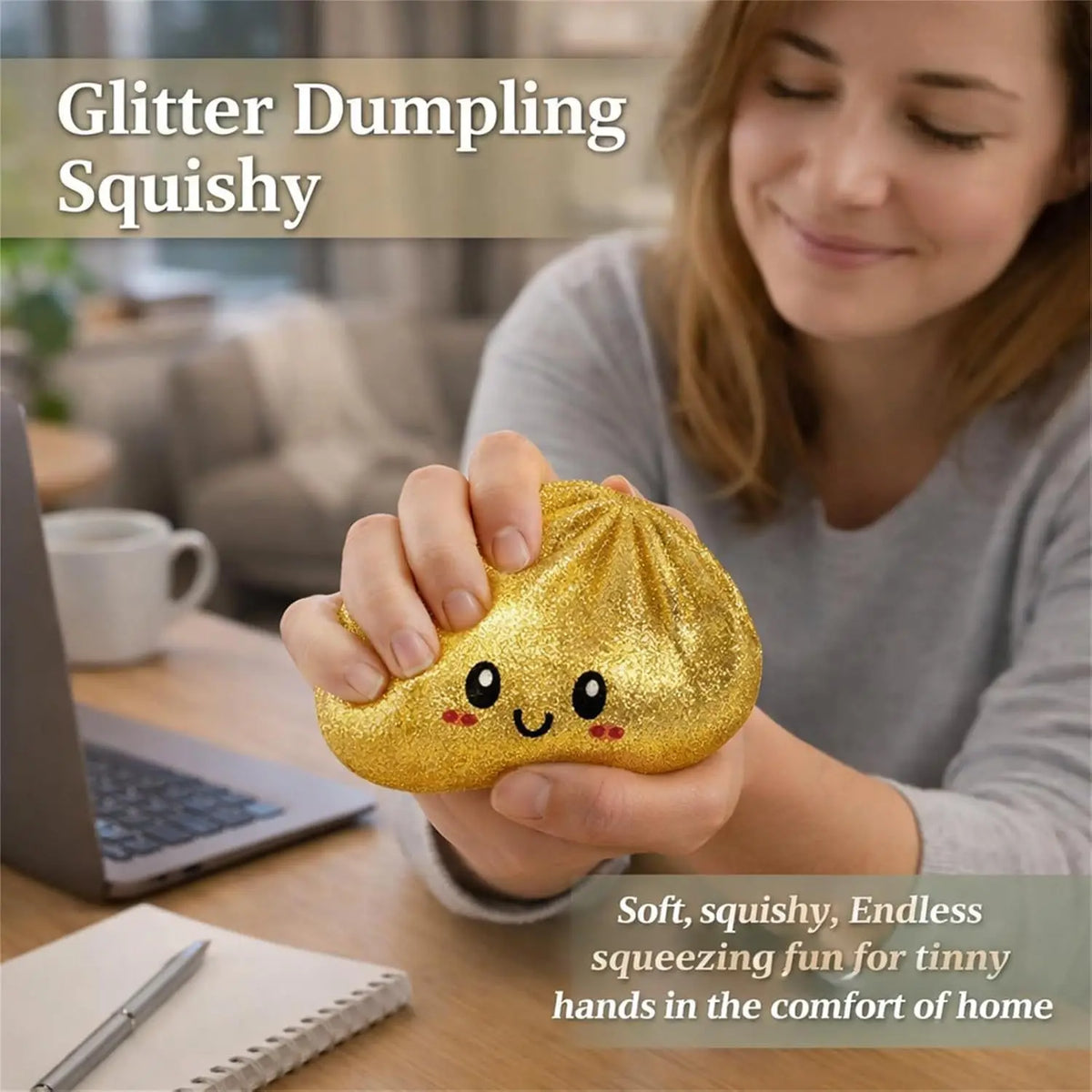 Simulation Food Dumpling Squishy Squeeze Ball Colorful Sensory Fidget Toy with Steamer for Stress Relief Home Desktop Decor Gift