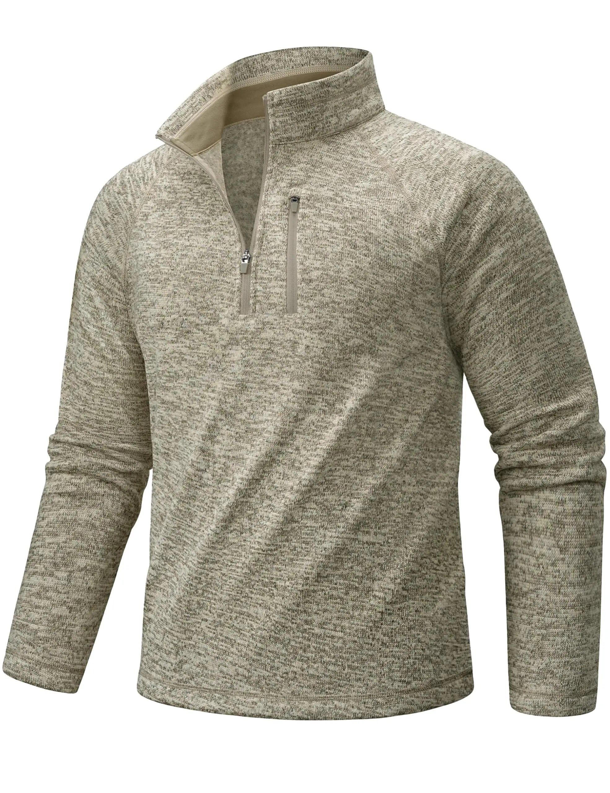 TACVASEN Men's Quarter Zip Pullover Long Sleeve Thermal Fleece Sweater Lightweight Casual Golf Sweatshirt with Zipper Pocket