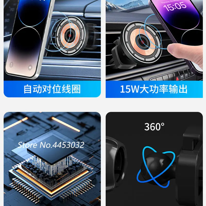 For Audi Q3 F3 2019-2023 15W Car Wireless Charger Phone Holder Rotatable Magnetic Bracket Fast Charging Accessories