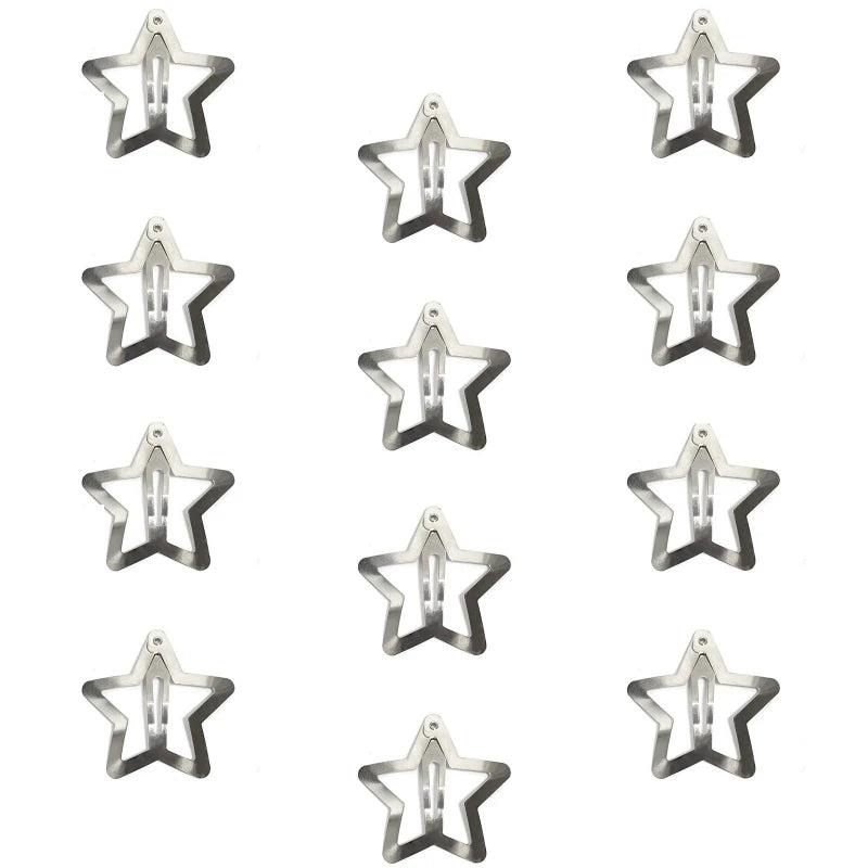 Y2K Silver Hollow Star Hair Clips Metal