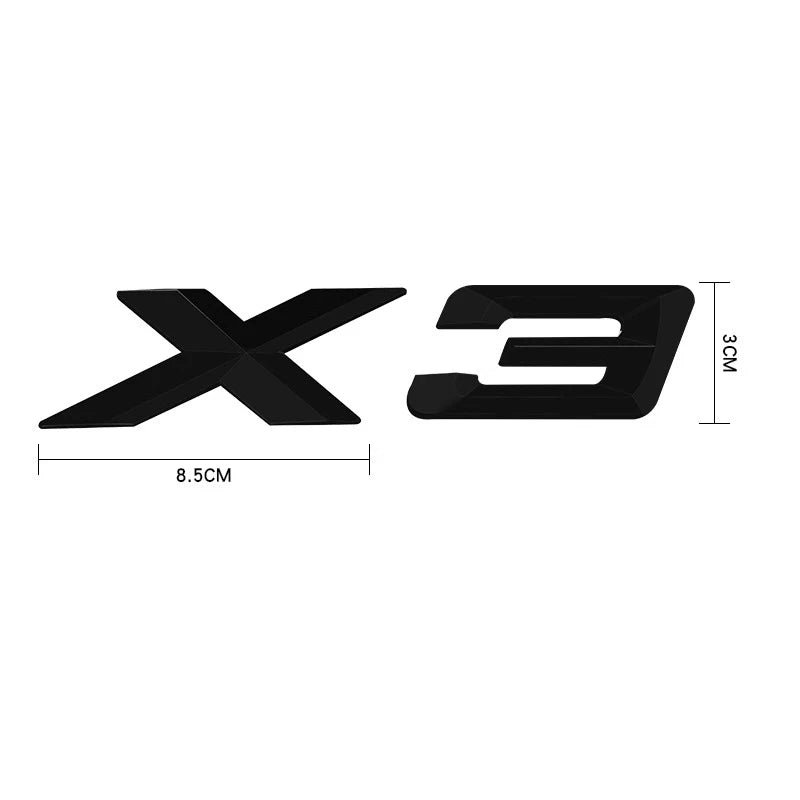 3D ABS Black Chrome Car Letters Rear Trunk Badge X3 Logo for X3