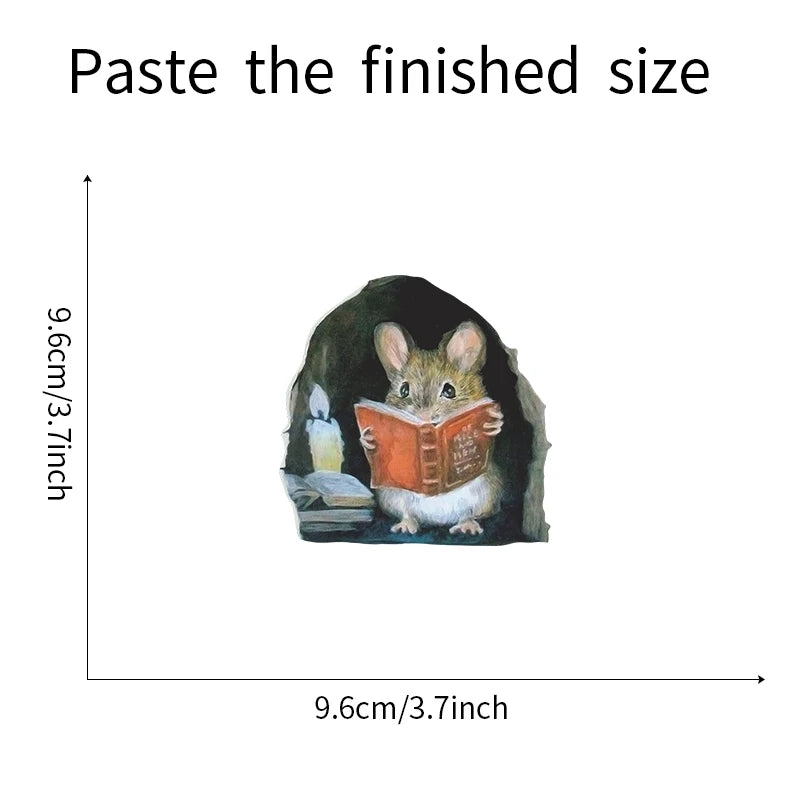 3pcs Realistic Mouse Hole Wall Stickers for Corner Stairs Funny Home Decor Pvc Vinyl Opaque Wallpaper for Living Room Decoration